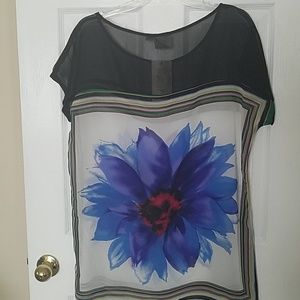 NWT, Young Threads, Sheer scarf fabric top, sz S